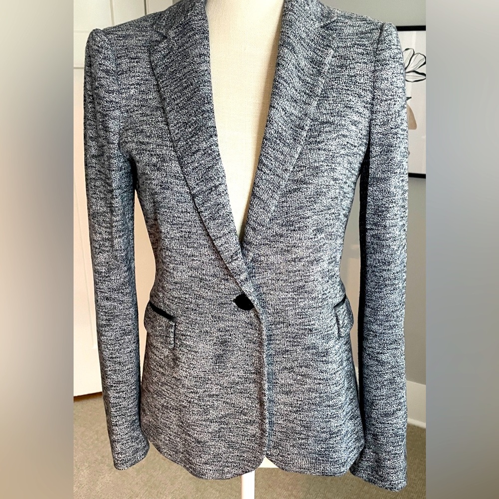 Zara Basic Gray Blazer with Black Trim - Size M | Classic & Stylish